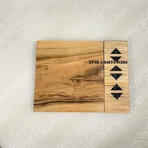 Planche de service en bois/rotin chaud naturel Plateau à fromage en bois Plateau de service en rotin tissé Planche à découper Planche à découper - Product Image 5