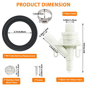 Vypart One-Piece RV Toilet Water Valve <b>Kit</b> Replacement for Sealand Dometic 300-321 <b>Models</b> Includes Hose and Outlet - Product Image 3