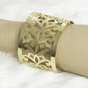 Servilletero de hoja en relieve elegante moderno Diseño de corte láser de acero inoxidable de calidad superior Bodas Brazaletes de moda Premium - Product Image 6