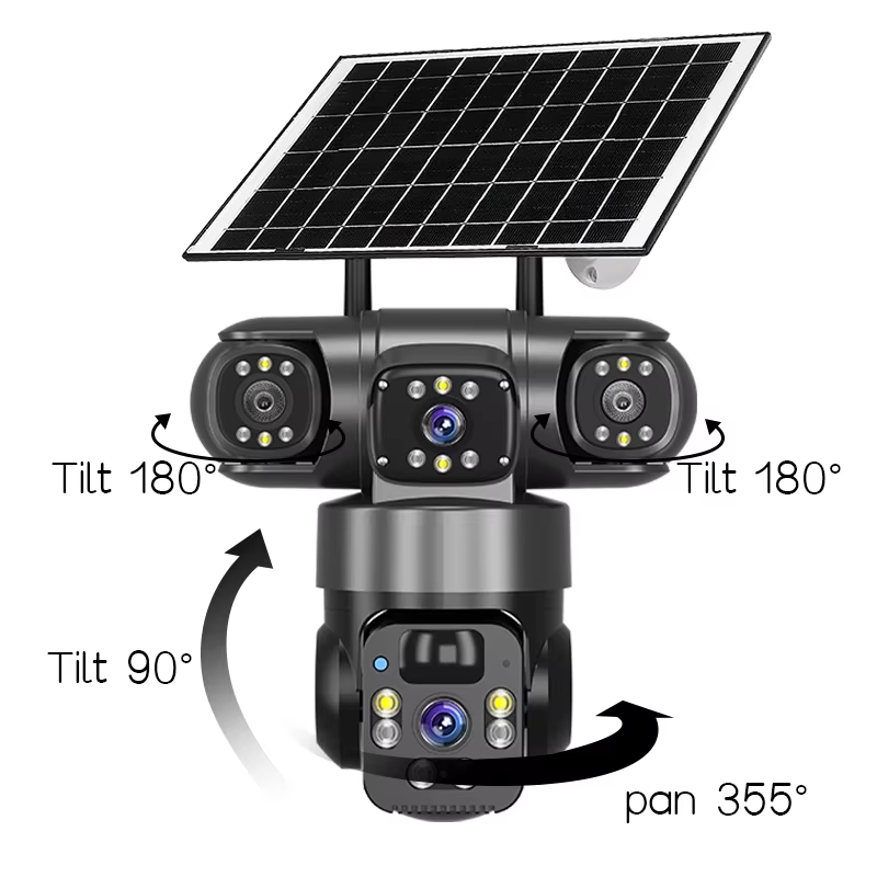 V380 Triple Lens Dashboard Camera Security Solar Camera with 4G Sim Card 12MP Indoor and Outdoor Smart Wireless Wifi CCTV Camera · image 2