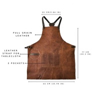 Tablier en cuir marron rétro unisexe vintage sans manches, durable, élégant, avec poches avant, pour le nettoyage, les uniformes de restaurant et de bar