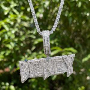 Moissanite Baguette Cut Iced Out Money Hip Hop Colgante Streetwear Bling Collar personalizado Joyería brillante Moda StatementPiece - Product Image 3