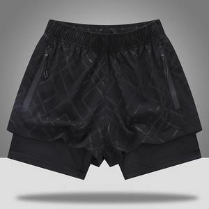 Short de course fitness à la mode pour hommes Vente entière Gym Wear Taille élastique Short double réglable Coupe régulière Poches solides - Product Image 5