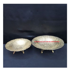 Bol à chocolat rond en laiton gravé en Inde - Product Image 1