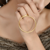 Bague ajustable élégante et tendance en laiton plaqué or, faite à la main, grande et ronde, pour femme, bijoux de fête à prix d'usine