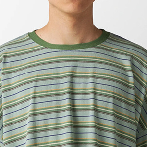 Hommes dépouillés à manches courtes T-shirts en coton dépouillé col rond Design vierge - Product Image 2