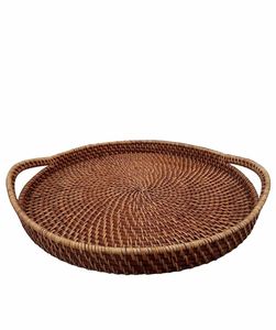 Venta al por mayor fabricantes de bandejas redondas de mimbre bandejas de comida de frutas con asas restaurante y suministros para hoteles conjunto de Bandejas para servir - Product Image 6
