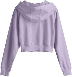 Sudadera informal recortada con capucha para mujer, jersey de manga larga para otoño e invierno con cremallera abierta, sudaderas cortas de lana bordadas - Product Image 2