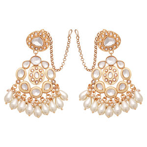 Meenakari <b>Kundan</b> Ethnic Flower Drop Earrings Designer Bridal Wedding Collection for Her Gift - Product Image 3