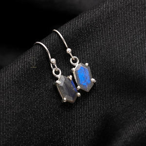 2025 New Hot Selling Women <b>Fashion</b> 925 Solid Sterling Silver Labradorite Gemstone Earring Women Earrings Trendy <b>Jewellery</b> - Product Image 4