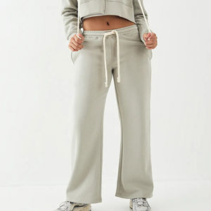 Top Tendance Article 100% Coton Pantalon de Survêtement Femme Logo Imprimé Personnalisé Couleur Unie avec Poches Latérales Coupe Ample Dames Jogger - Product Image 4