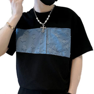 เสื้อยืดลำลองสำหรับผู้ชายคุณภาพสูงเสื้อคอกลมและแขนสั้นแบบถักออกแบบให้เข้ารูปสำหรับสวมใส่แบบทางการสำหรับฤดูร้อน - Product Image 2