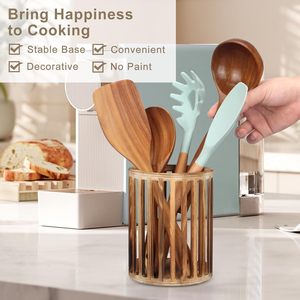 Rustic Wood <b>Utensil</b> <b>Holder</b> Silverware Caddy Wooden Kitchen <b>Utensil</b> <b>Holder</b> Cutlery <b>Holder</b> Vintage <b>Utensil</b> Crock for Countertop - Product Image 5