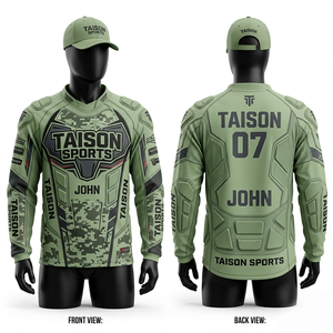 Premium 180 GSM Polyester Paintball Men Jersey Yellow Black Red Panel Design Sublimation Custom Logo <b>Padded</b> Elbow - Product Image 4