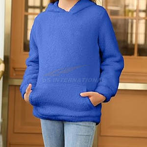 เสื้อสเวตเตอร์ขนแกะสวมหัวมีฮู้ดแบบสวมหัวเสื้อสเวตเตอร์กันหนาวมีกระเป๋าด้านหน้าลำลองทรงหลวมเสื้อโค้ท C สีฟ้า - Product Image 5