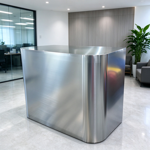Comptoirs de réception sur mesure en acier inoxydable, bureaux d'accueil en métal, tables de réception modernes pour salons de coiffure, instituts de beauté, bureaux, halls d'hôtels - Product Image 2