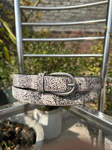 <b>Vintage</b> Style Hair on <b>Belt</b> with Heavy Duty Western Buckle Comfortable Durable Alloy Material Adjustable Length 1-1.5inches Width - Product Image 3