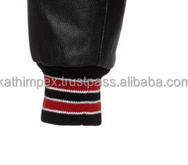 Veste universitaire noire Letterman en laine et cuir unisexe avec fermeture à bouton-pression pour le printemps en toile - Product Image 5