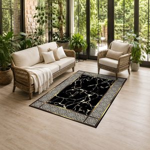 Tapis RUGS DEPOT LXDP-0915, vente en gros, noir charbon, tapis d'appoint traditionnel oriental imprimé numériquement, lavable en machine, chenille, antidérapant - Product Image 6