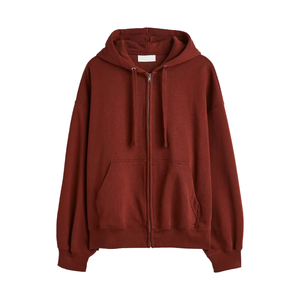 Sweat à capuche zippé personnalisé Hip Hop pour homme, en molleton de coton épais, style streetwear oversize, imprimé, automne-hiver, 100% coton, teint uni - Product Image 1