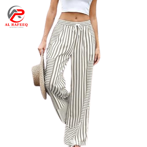 Pantalon formel pour femme, couleur blanche, imprimé, fermeture éclair, devant plat, taille haute, longueur totale, en spandex/polyester - Product Image 4