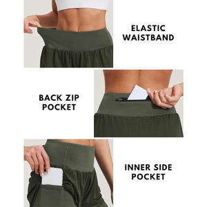 Pantalones cortos de entrenamiento para mujer OEM 2 en 1 diseño de tela transpirable para el gimnasio correr ropa de verano con logotipo personalizado y uso de etiqueta privada - Product Image 3