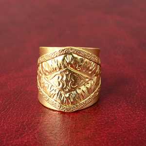 Anillos de Latón con Diseño Tribal Geométrico, Anillos Boho de Latón para Mujer, Chapados en Oro de 18k, Patrón Étnico, Anillos Gruesos, Venta al Por Mayor/OEM - Product Image 1