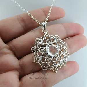 Handmade Crown Chakra Crystal Pendant Sterling <b>Silver</b> <b>Necklace</b> Spiritual Meditation Yoga Healing Jewelry Crystal <b>Necklaces</b> - Product Image 3