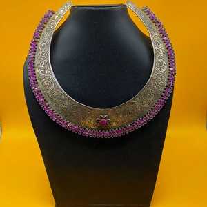 Tribal indien Hasli 925 argent massif rodonite collier ras du cou traditionnel rajasthani ethnique bijoux en argent pour cadeau - Product Image 2