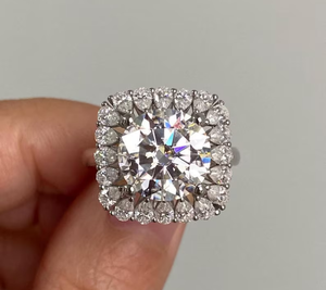 IGI Certify Round Cut Lab Grown <b>Diamond</b> <b>Ring</b> Engagement <b>Ring</b> Pear Cut Halo Style Wedding <b>Ring</b> in 14K White Gold For Women's - Product Image 1