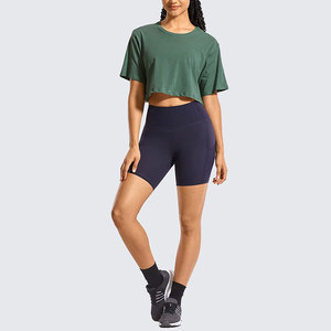 Top corto con timbre recortado de algodón para mujer, Camiseta con cuello redondo y logotipo personalizado, camiseta informal de verano para bebé impresa - Product Image 1