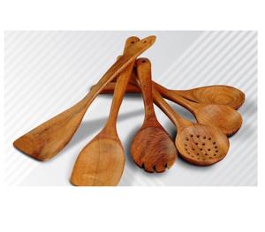 Ensemble de cuillères en bois d'acacia marron pour restaurant Taille 8 pouces 1 ensemble d'outils de cuisine en bois de mangue d'acacia naturel - Product Image 2