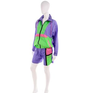 Custom Full <b>Zip</b> Pullover Solid Panelled Stand Collar Tracksuit Jogging Regular Top Windbreaker Jacket Two Piece <b>Shorts</b> Set Women - Product Image 2