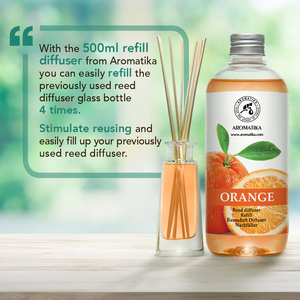 Recharge pour diffuseur d'arômes naturels Aromatika à l'orange, 500 ml, liquide, parfum d'ambiance longue durée, huile pour diffuseur à bâtonnets pour la maison et le bureau - Product Image 2