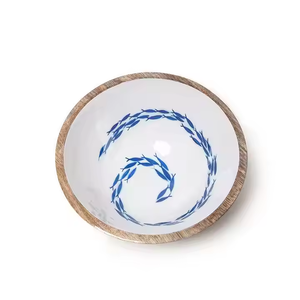 2025 tendance dauphins Offre Spéciale imprimé décalcomanie en bois rond acacia bols en bois ustensiles de cuisine vaisselle utiliser des bols à des prix bon marché - Product Image 3