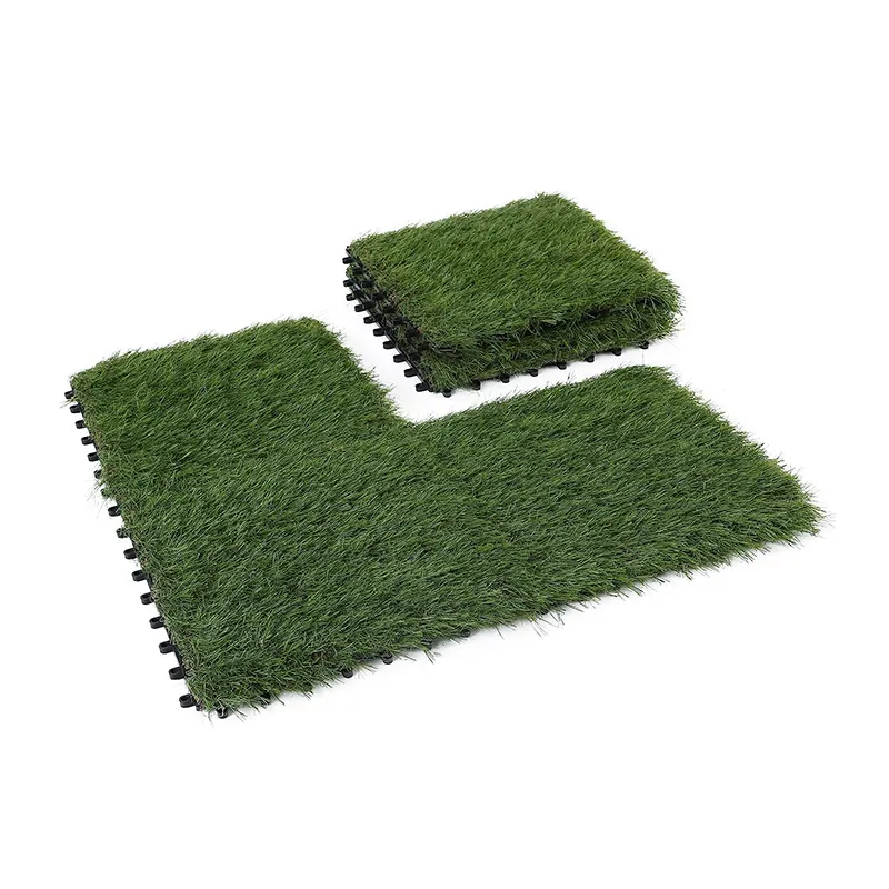 Wholesale High Quality 12in Square Artificial Grass Turf Tile Interlocking Self Draining Mat Garden Landscaping Decking