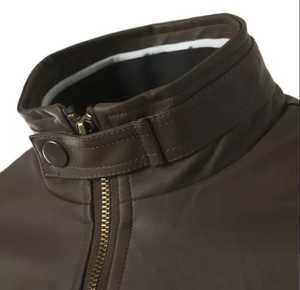 Veste de motard pour homme Gatsby Mocha en cuir d'agneau véritable aniline, fermeture éclair, doublure en viscose matelassée, service OEM d'hiver, non tissé - Product Image 3