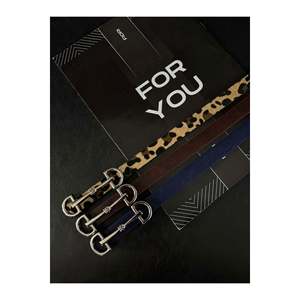 Ceinture longue et fine pour femme avec boucle argentée, idéale pour vestes, chemises et robes. Bourgogne-Marine-Léopard-Argent - Product Image 3