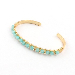 Aqua calcédoine pierres précieuses bracelet bijoux réglable perlé manchette bracelet bracelet fil enveloppé bijoux de mode pour cadeau d'anniversaire - Product Image 1