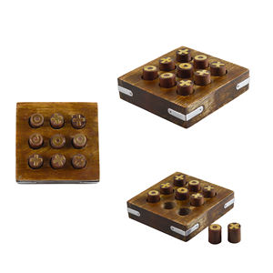 Ensemble de trois jeux de tic-tac, idéal pour la décoration intérieure, en bois, jeu pour enfants - Product Image 1
