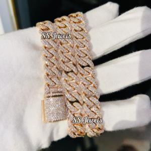 12mm Real VVS1 Moissanite 925 plata esterlina rodio plateado cadena de eslabones cubanos Hip Hop BustDown rapero Miami collar - Product Image 2