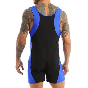 Camiseta de lucha libre para hombres con tela elástica de secado rápido y ajuste de compresión para entrenamiento profesional de gimnasia y partidos - Product Image 2