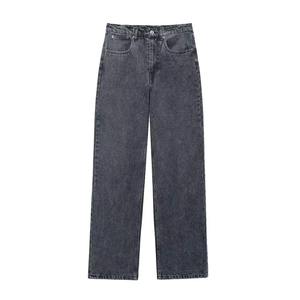 Personnaliser le pantalon élégant en détresse de qualité supérieure délavé pantalon en denim droit 100% coton respirant pantalon pour femmes - Product Image 2