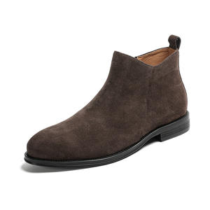 Top Grain Cow hide Short Boots with Breathable Lining and Wear Resistant for Daily S <b>hoes</b> Commute and Outdoor Boots - Product Image 1