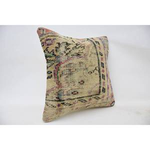 Luxury 18x18 Inch Wool <b>Pillow</b> Multicolor Vintage <b>Square</b> Kantha Cushion Woven Embroidered Eco-Friendly Non-Slip Removable - Product Image 2