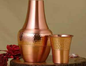 Carafe élégante en cuivre à double paroi, écologique, avec couvercle anti-fuite, antimicrobienne, patine au fil du temps, grande capacité, saine - Product Image 2