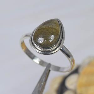 Último anillo de diseñador bohemio de Plata de Ley 925, piedra preciosa elegante, pera Natural, labradorita, bisel hecho a mano, regalo perfecto - Product Image 1