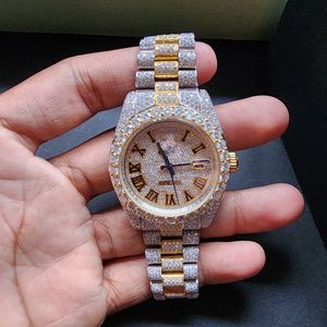 Montre de luxe DOPE JEWELLS en moissanite avec cadran en diamant, mouvement à quartz ETA, rose et blanc, bicolore, président, acier inoxydable, tendance - Product Image 1