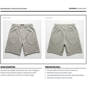 Shorts Bermuda en molleton de coton lourd personnalisés pour femmes, style hip-hop, coupe régulière, taille haute élastique, shorts de sport, effet délavé - Product Image 6