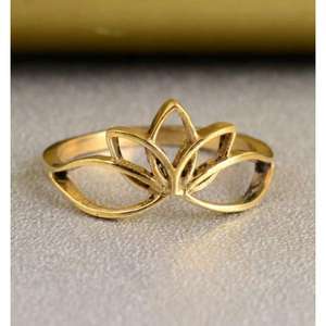 แหวนแต่งงานและหมั้นสไตล์วินเทจลายดอกบัวน่ารักหรูหราสำหรับผู้หญิง ทำจากเงินสเตอร์ลิงและทองเหลือง ของขวัญสำหรับแฟนสาว/คุณแม่ - Product Image 2